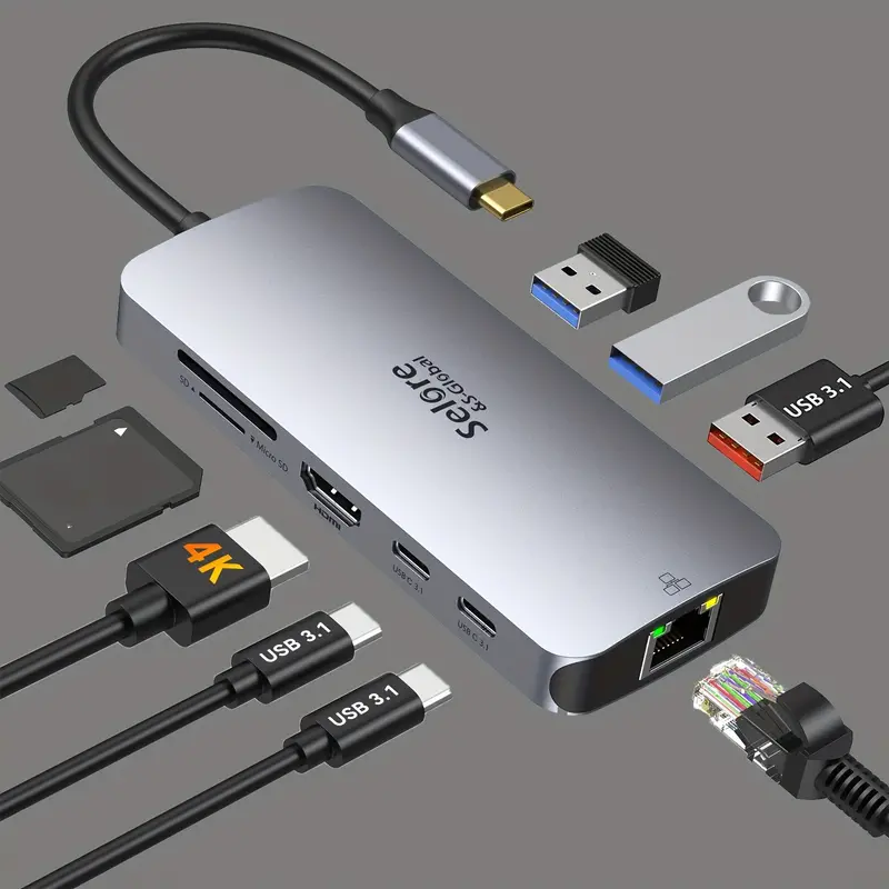 Usb C Adapters Macbook Pro/air 9 in 1 Usb C Hub 4k 2 * - Temu